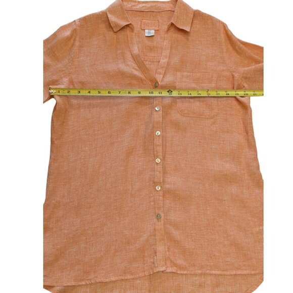 Sigrid Olsen 100% Linen Long Sleeve Women's Button Shirt Coral/Orange *Size M - Picture 4 of 10